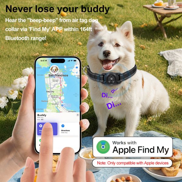 Find My Dog GPS Navigator Collar Real Time Tracking Waterproof Reflective Soft Padded Durable Plastic 3 Year Battery Life