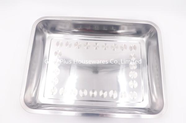40x30cm SS Roasting Square Baking Tray Set Serving Buffet Baking Pan