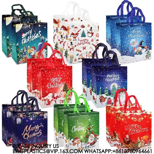 Christmas Gift Bags,Christmas Tote Bags With Handles, Christmas Treat Bags, Multifunctional Non-Woven Christmas Bags