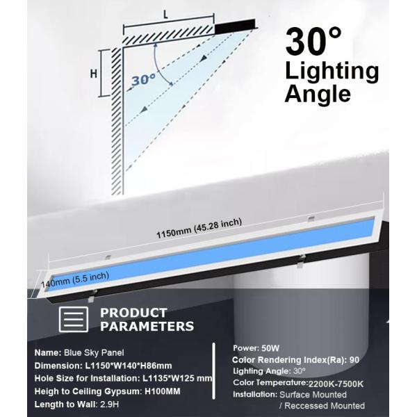 AC 100-240V LED Ceiling Panel Light Simulates Natural Light And Sky Blue with 40watts Output Power