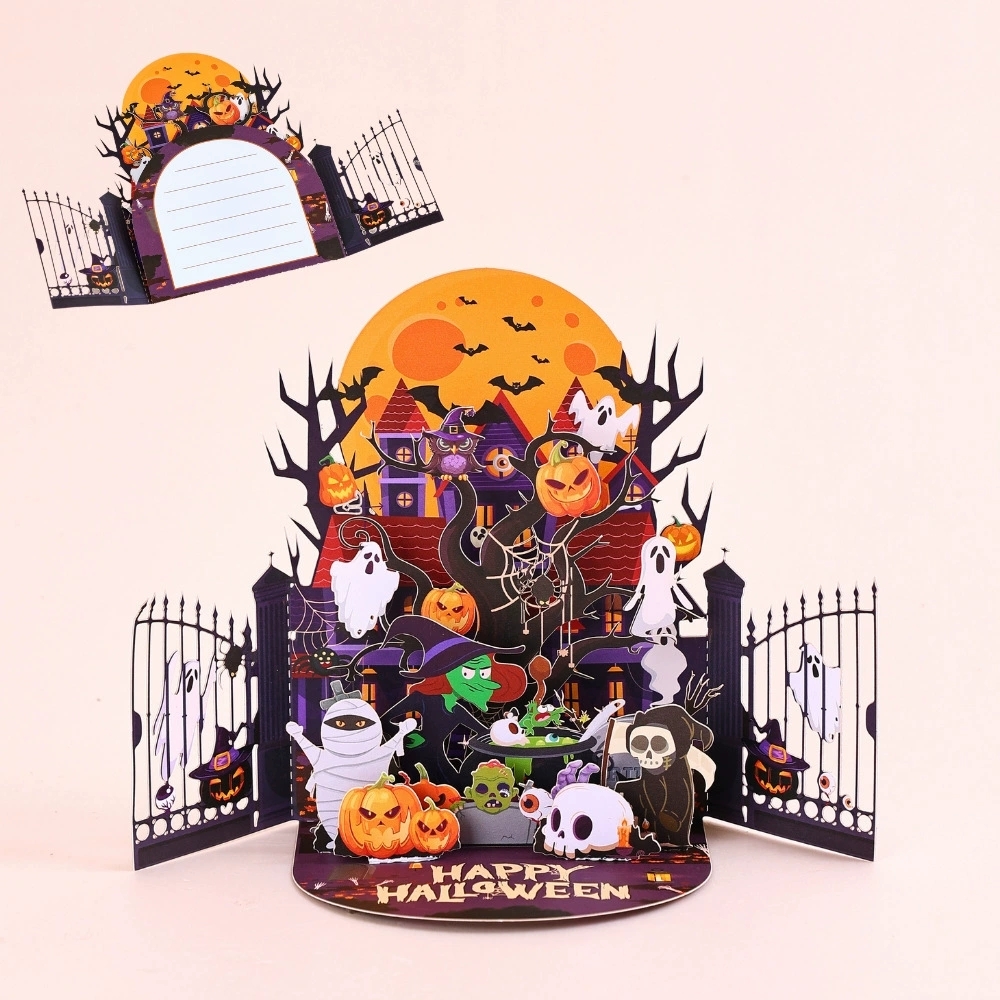 Halloween Pop-Up Greeting Cards 3D Spooky House Party Invitations