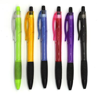 advertising use click grip ballpoint pen,simple clear body promotional plastic ballpen