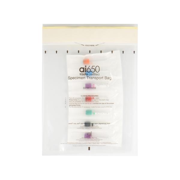 Bolsas de muestras de 150 mm x 240 mm 95 kPa para el transporte de muestras de sangre