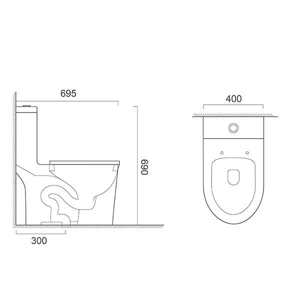 Dual Flush One Piece Toilets 400x695x690mm White Bathroom Toilet Stain Resistant OR82101