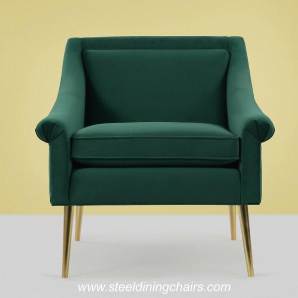 710mm 780mm Velvet Upholstered Dining Chairs With Golden Metal Leg