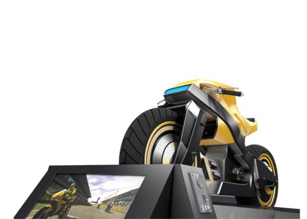 Online Cockpit VR Motorcycle Simulator Black Galvanized Steel Frame Locked Door