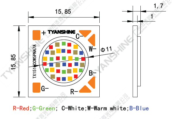 Smart Lighting RGBW LED 40Watt COB LED LES11mm 21V COB RGB+Tunable White