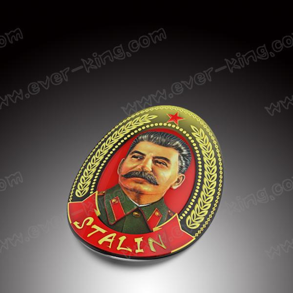 Custom Stalin Head Logo 3D Metal Aluminum Sticker Label Professional