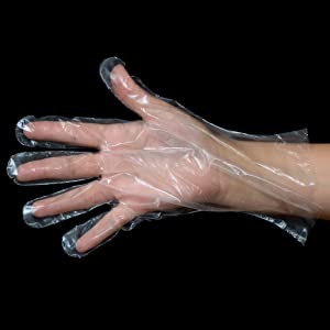 Poly Gloves, Embossed, Premium Cast Polyethylene (CPE), Powder Free, Medium, Clear Food Prep Glove, Safety protection
