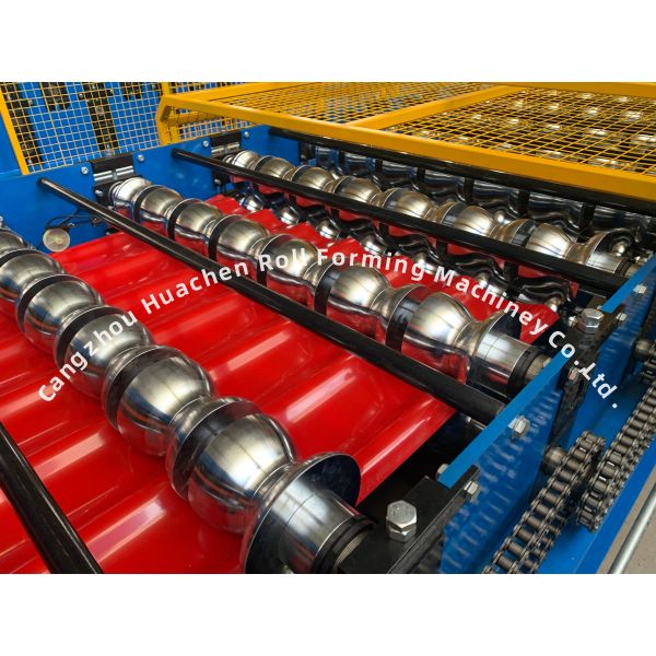 12 Stations Glazed Tile Roll Forming Machine for 0.3-0.6mm Thickness Steel Sheets with Chain Drive