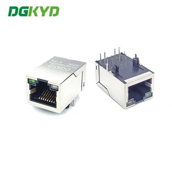 Gigabit Filter 8P10C Female Network RJ45 Connector Socket Right Angle 90 Degree With Light And No Bullets