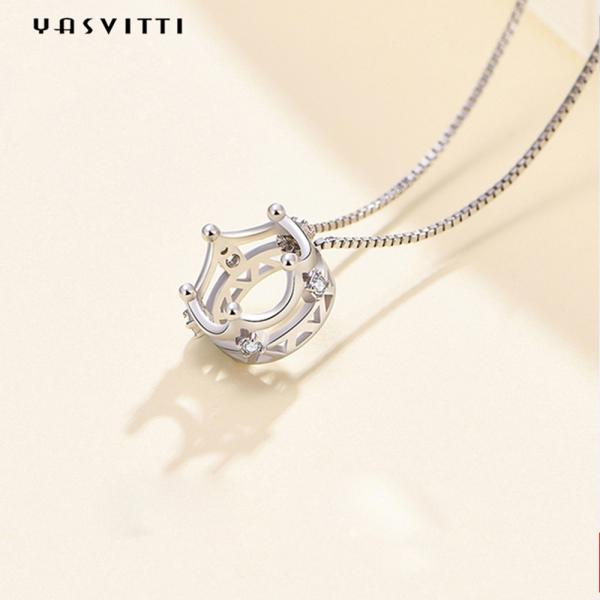 6.3in 3 кроны циркона ожерелиь 5A ювелирных изделий грамма стерлинговое серебряное ожерелье кубической привесное