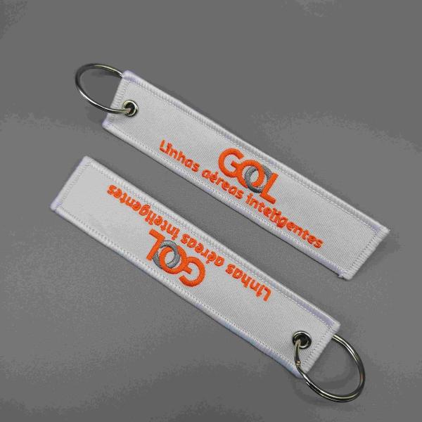Brazilian Airline Custom Embroidered Keyring White Orange High Strength