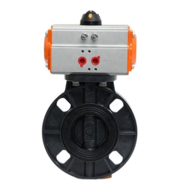 UPVC Wafer Pneumatic Butterfly Valve EPDM Seat Anti-Corrosion Plastic Butterfly Valve for Chemical Sewage Pipeline
