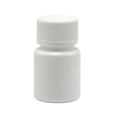 Flasca vazia de plástico branco de formato redondo de 20 ml para armazenamento de amostras de pó químico