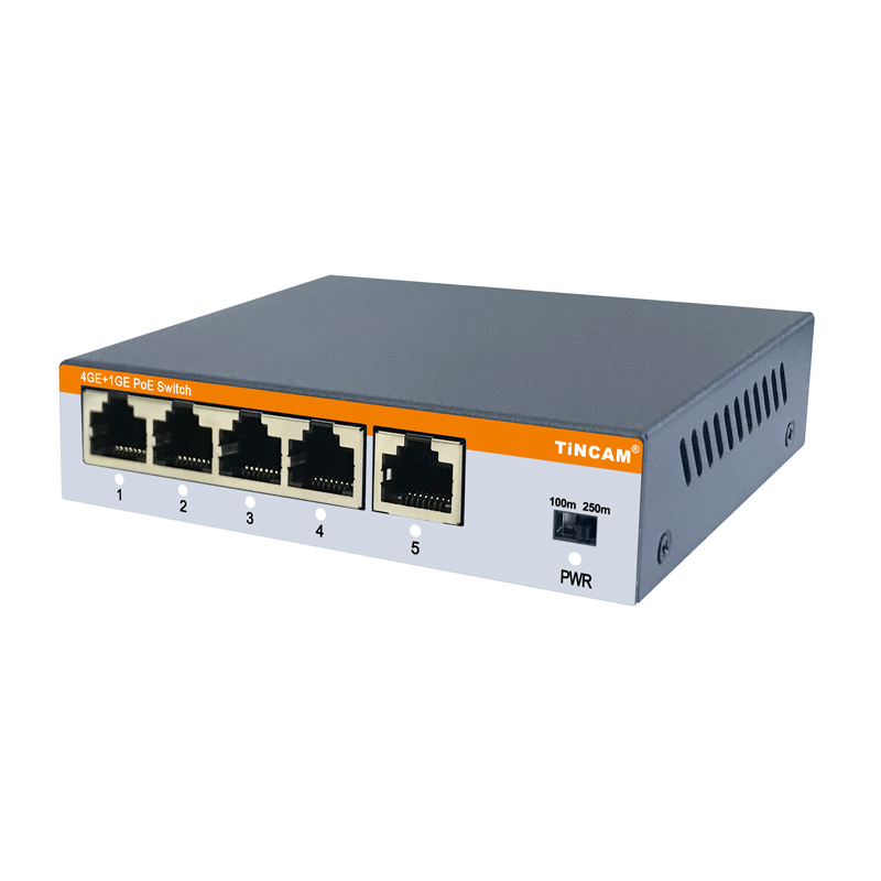 4-Port Gigabit PoE Switch with 1 Gigabit Uplink Ports IEEE 802.3af/at 30W per Port 65W External Power Adapter TBC-PS5105E