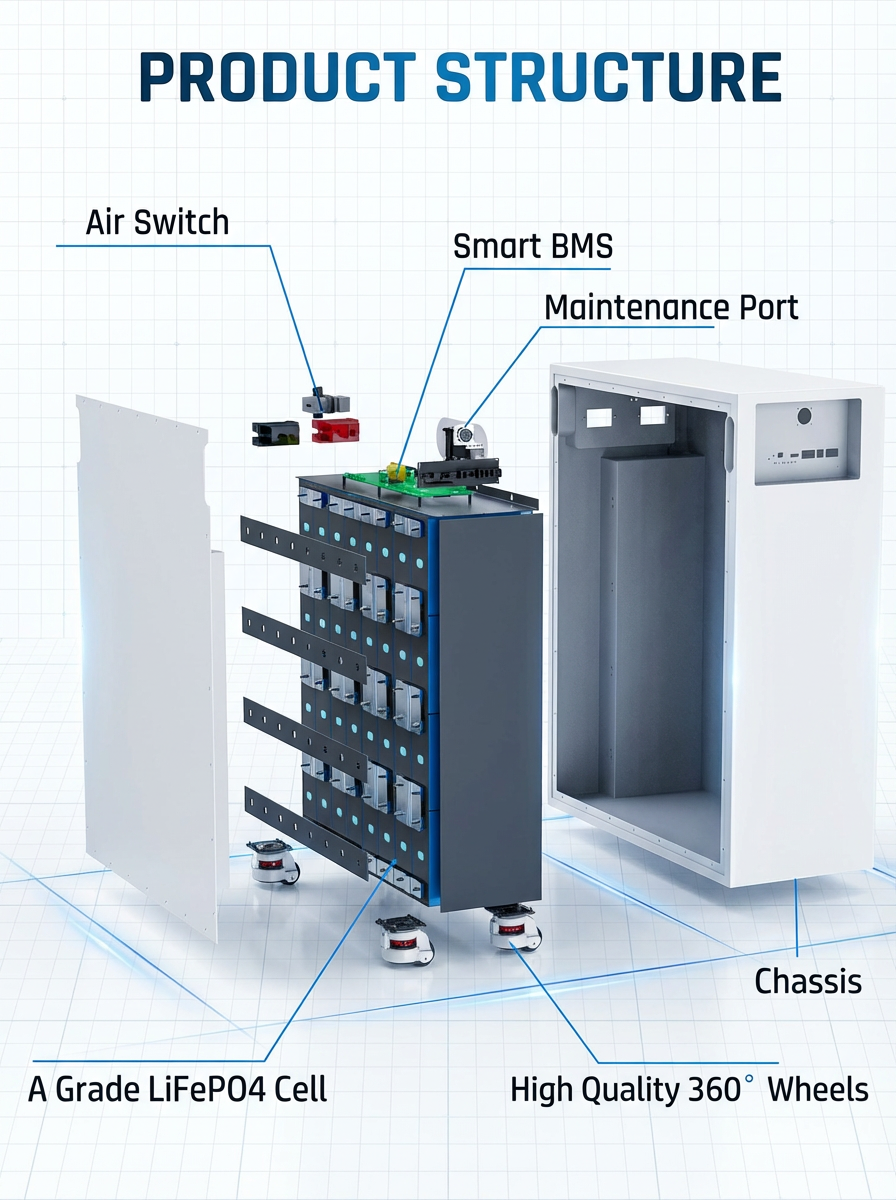16kWh 51.2V LiFePO4 Battery Pack 314Ah Deep Cycle Solar Storage Battery 150A BMS for Off Grid System