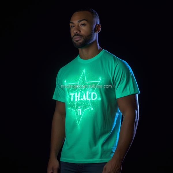 Custom Printing Cotton Reflective Tight Muscle Fit T Shirt for Men Glow in the Dark
