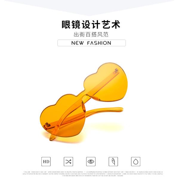 BSCI Love Heart Shaped Sunglasses Clear Jelly Color For Women Lady