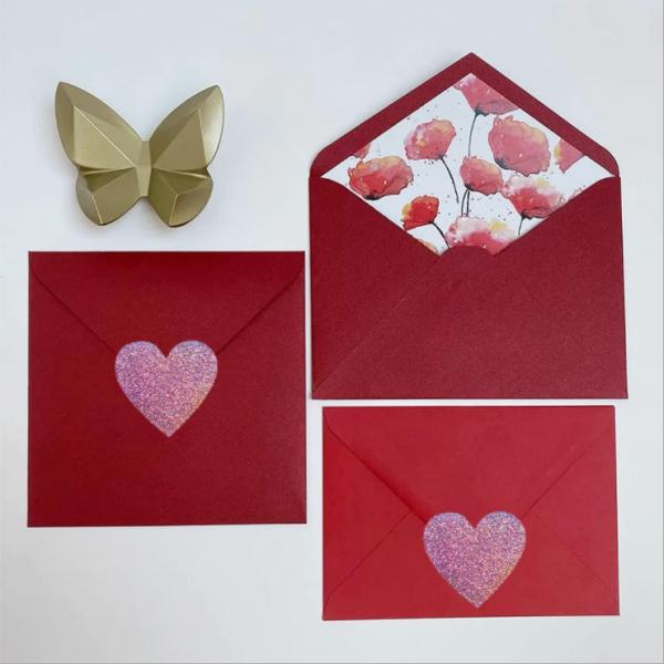 Laser Heart Pink Holographic Sticker Glitter Sealing Labels 500pcs/Roll For Gift Box Packaging