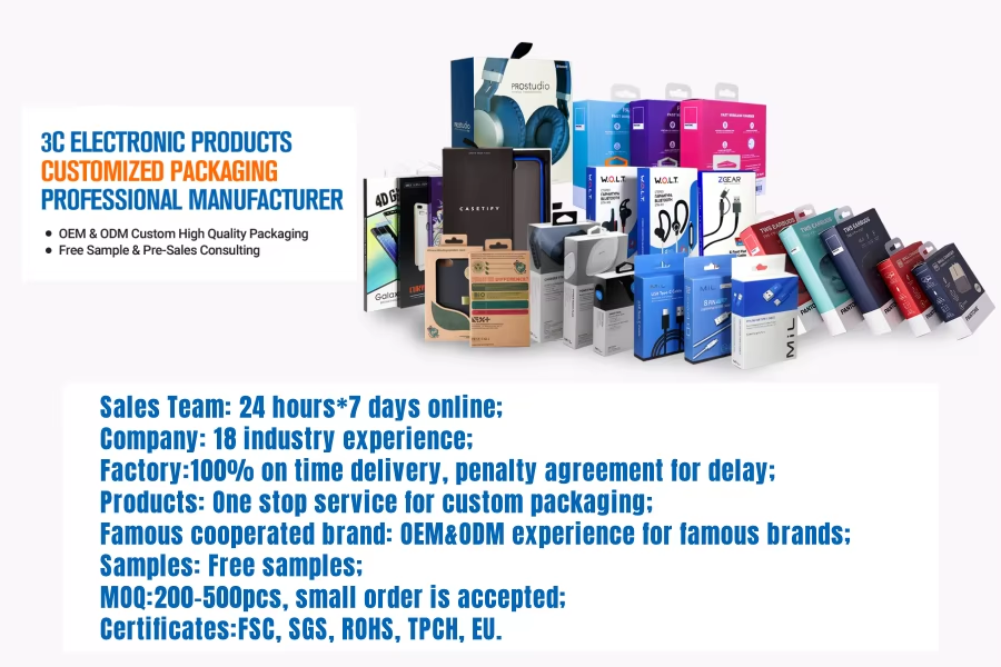 Custom small inner box Manual Packaging Box Foldable Electronic Phone Accessories Data Cable Charger Packing paper Box