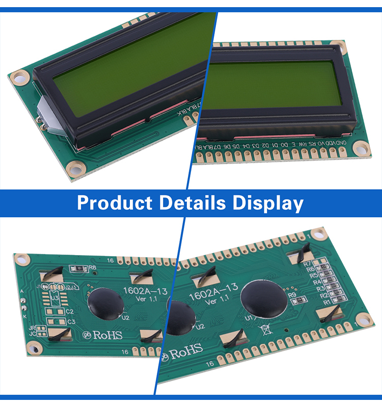 Yellow Green Film 1602A-13 Character LCD Screen 16 PIN 5V Controller ST7066U Support Scheme Development