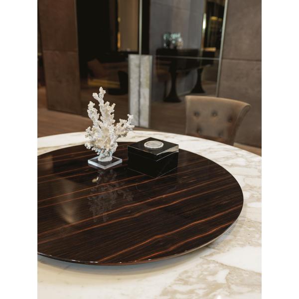 Modern Restaurant Patio Furniture Marble Top Round Dining Table With Metal Basement