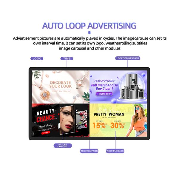 4K Resolution Wall Mounted Interactive Touchscreen Digital Signage LCD Display with Media Player