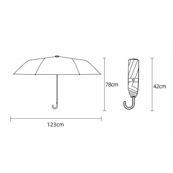 8 Ribs Fiberglass Automatic 3 Fold Umbrella With Wood Handle