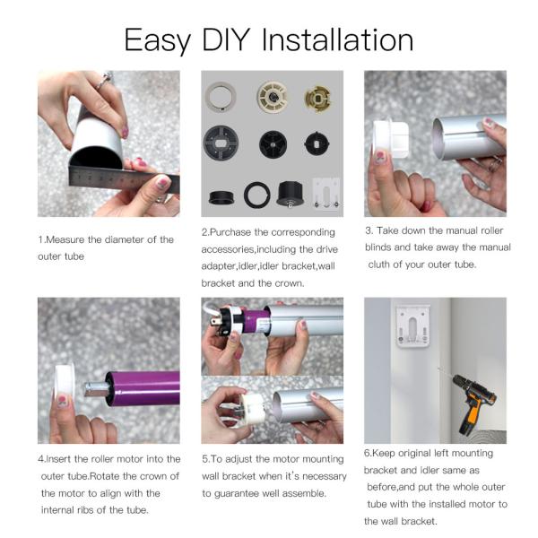 Manual 45mm Roller Blind Motor Diy 12v Tubular Motor Purple