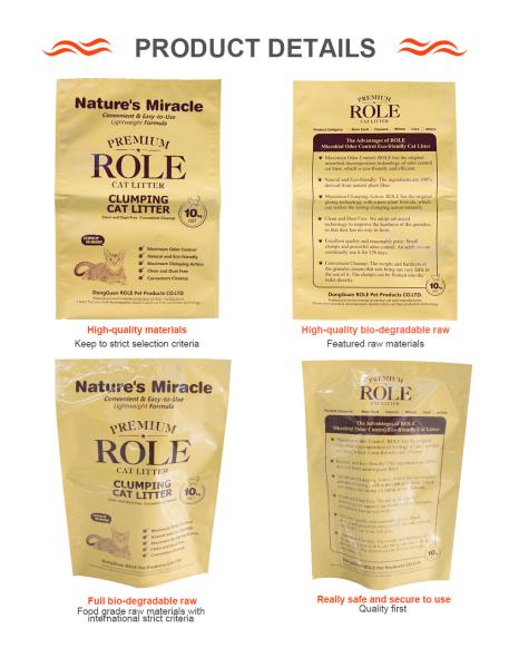 Upright Plastic Composite Kraft Paper Pouch Recyclable Degradable For Cat Litter