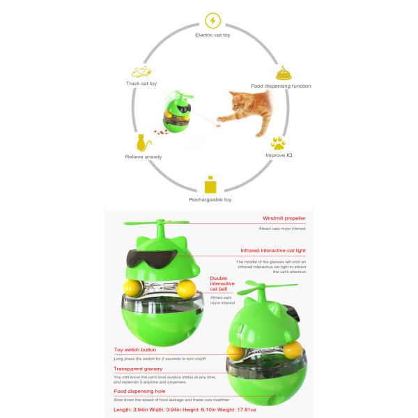 Cat Tumbler Interactive Pet Toys Laser Light USB Charging ODM 512g