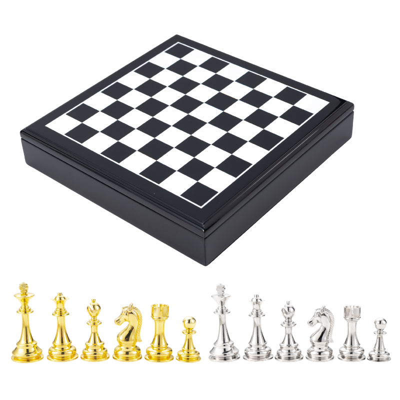 Luxury Zinc Alloy Metal Chess Set with 30*30*6cm Size for International Chess Game