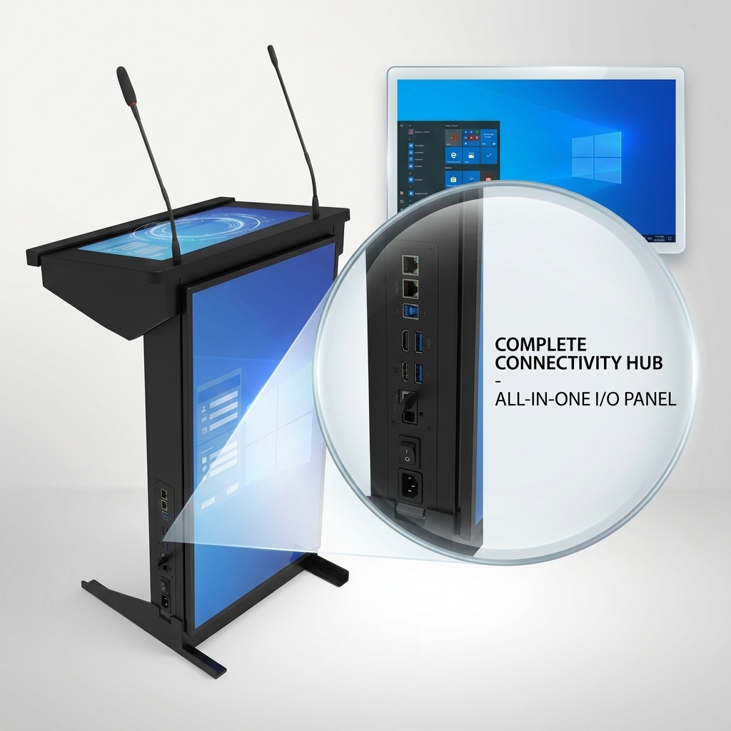 43-22 Inch Digital Podium Windows 11 Multi-Interface Conference Room Presentation Lectern