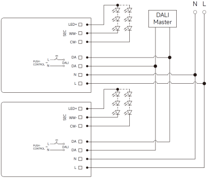 36W NFC programmable DALI DT8 LED driver constant current 500ma to 1100ma output