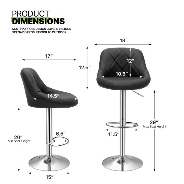Commercial Furniture ALINUNU Adjustable Counter Height Swivel Barstools for Modern Dining