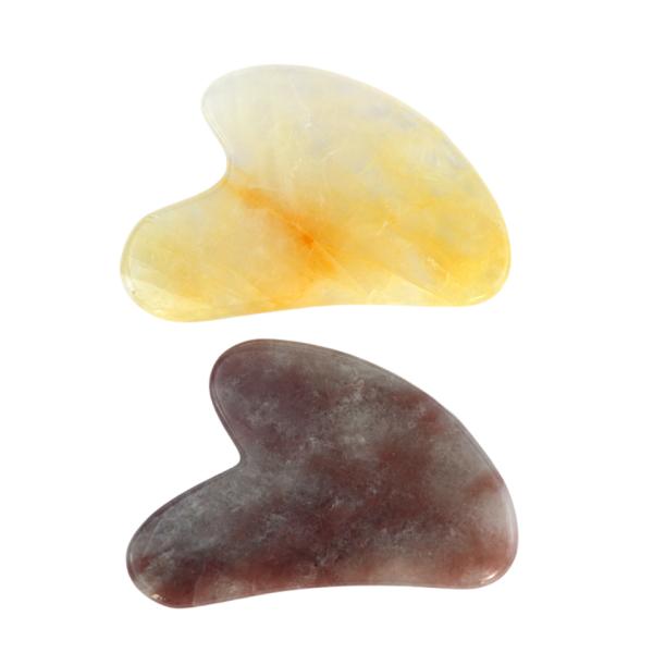Natural Heart Shape Yellow Citrine Gua Sha Scraping Board for Facial and Body Massage Instrument