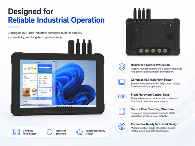 Vehicle-Mount Rugged Tablet 10.1 Inch for Mobile Equipment Monitoring and Machine Control