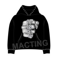 Design Your Brand Logo Streetwear 100% Cotton 500 Gsm Heavyweight Boxy Cropped Rhinestone Hoodie Custom