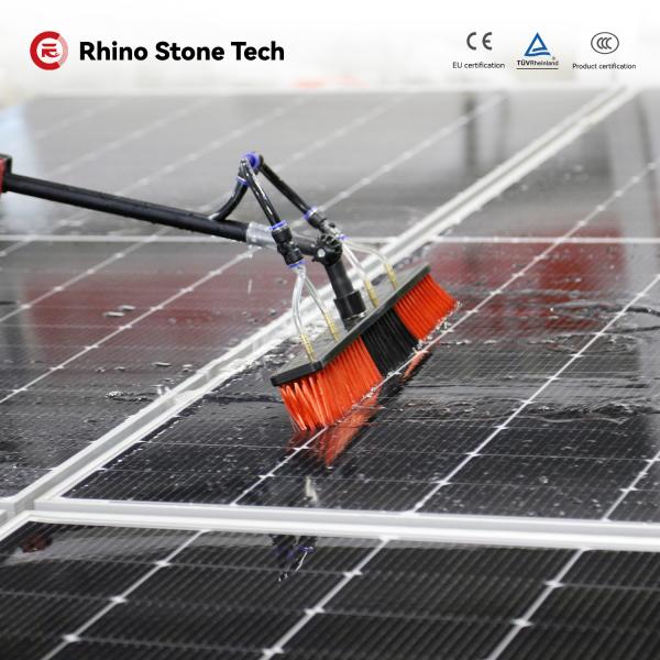 Cepillo de limpieza solar para ventanas de vidrio con pértiga extensible ligera alimentada por agua inteligente