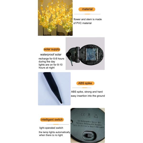 Solar Artificial rape Flower Lights Ground Decoration Lawn Lamp