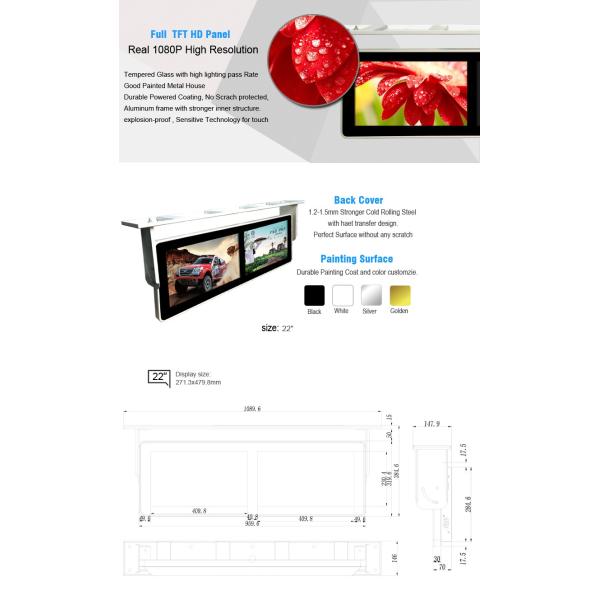 Double Screen Ceiling Mounted Ultra Wide Lcd Display , 18.5 Inch Ultra Wide Touch Screen Monitor