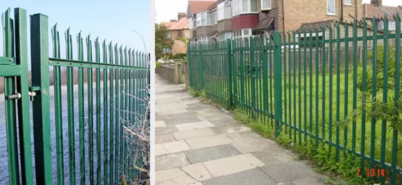 Pvc Coated Angle Bar Steel Palisade Fencing 1.8*2.4m D Pale For Residential