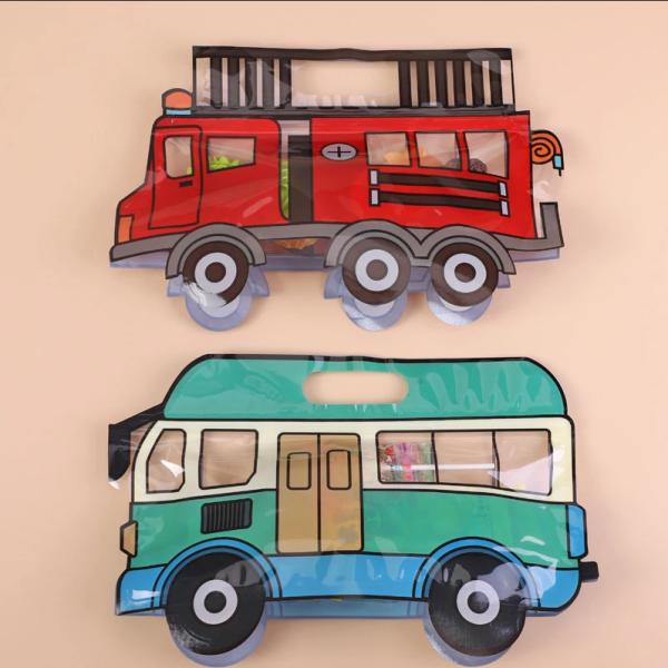 CMYK 4 Color Offest Printed School-Shaped Standing Bag for Children's Gift Candy Packaging