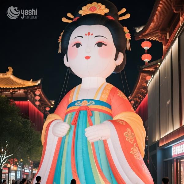 Lifelike Chinese Balloon Inflatable Cartoon Characters Outdoor LED Lighting