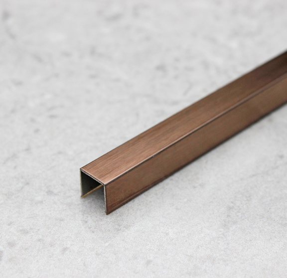 Elegant Rose Gold Brushed Stainless Steel U Shape Tile Trim Strip
