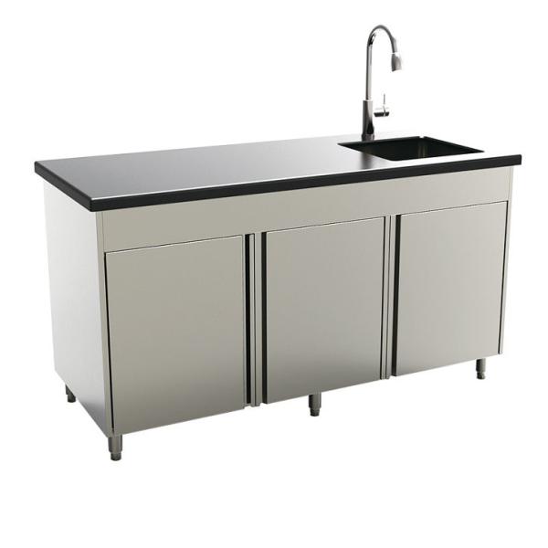 Modular Stainless Steel Kitchen Cabinets , 0.8mm Double Sink Kitchen Cabinet
