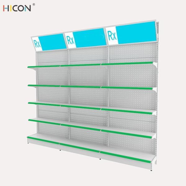 Premium 3-Group Floor White Pegboard Buy Pharmacy Gondola Shelving