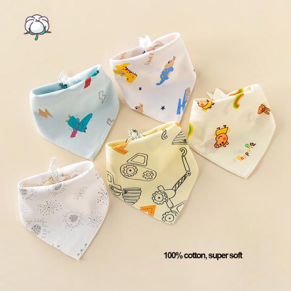 Wholesale Custom Best Eating Water Leak Plain Food Feeding 360 rotate organic cotton Infant Baby Bandana Drool Bibs