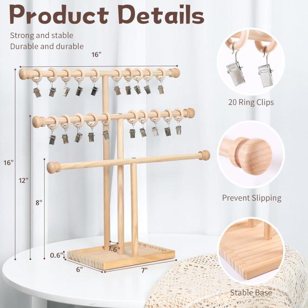 Wooden Wall Shelf Decoration 3-Tier Baby Headband Holder Hairbands Display Stand